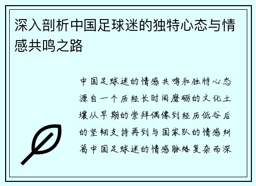 深入剖析中国足球迷的独特心态与情感共鸣之路